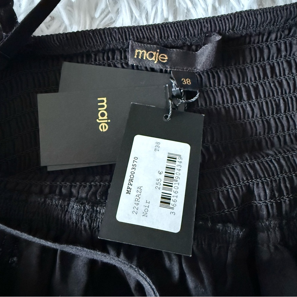 NWT Maje 100% Cotton Black Strappy A-line Maxi Sundress Size 38 - Picture 7 of 8